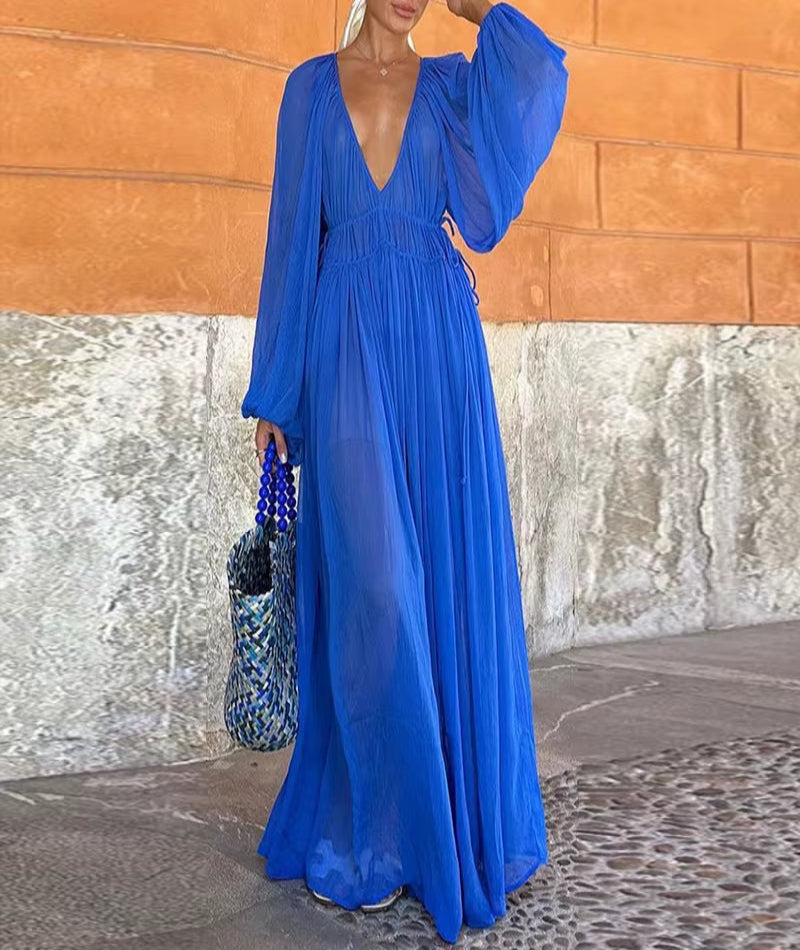 Effortless Beach Vibes: Beach Style Long Sleeve Maxi Dress