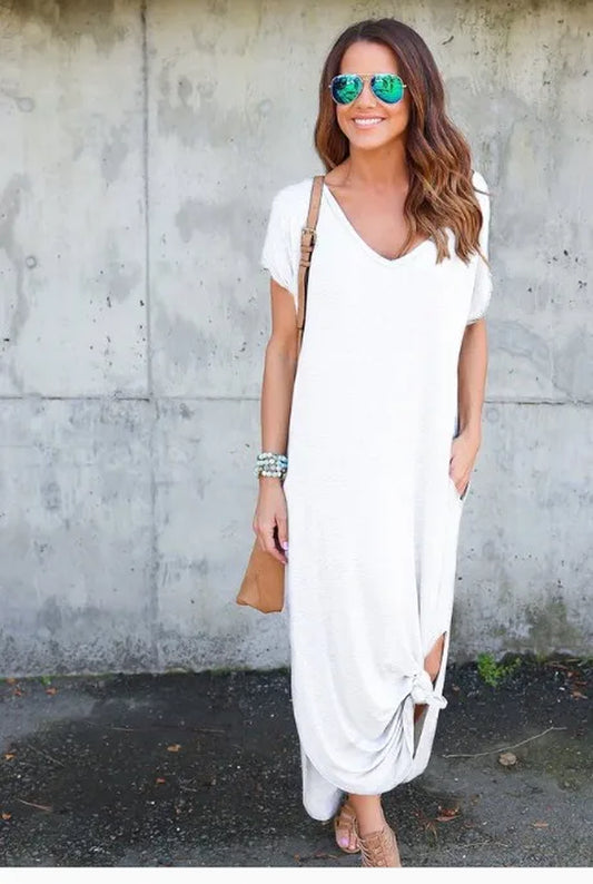 Sexy Women Dress Oversized 5XL Summer Solid Casual Short Sleeve Maxi Dress for Women Long Dress Vestidos Lady Dresses Oversized