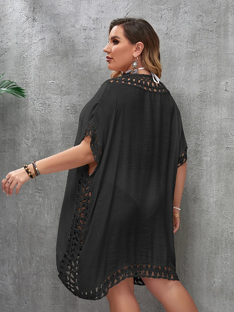 Plus Size Beach Tunic Women Swimwear Summer Sun Protection Clothes Cover up Swim Beach Dress Summer Woman Swim plus Size