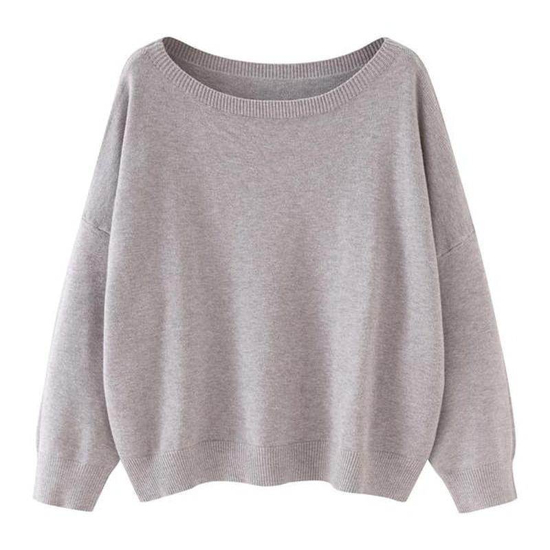 Scoop Neck Knitted Sweater