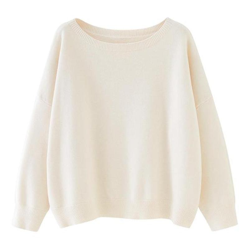 Scoop Neck Knitted Sweater