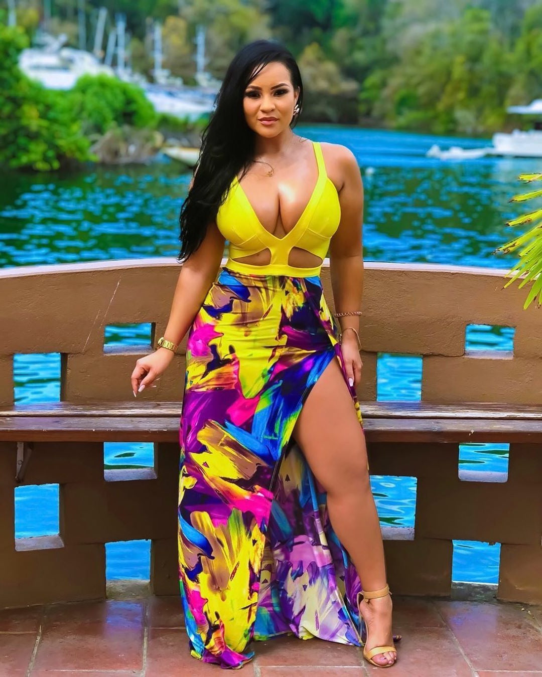 Sexy Printed Beach plus Size Dress