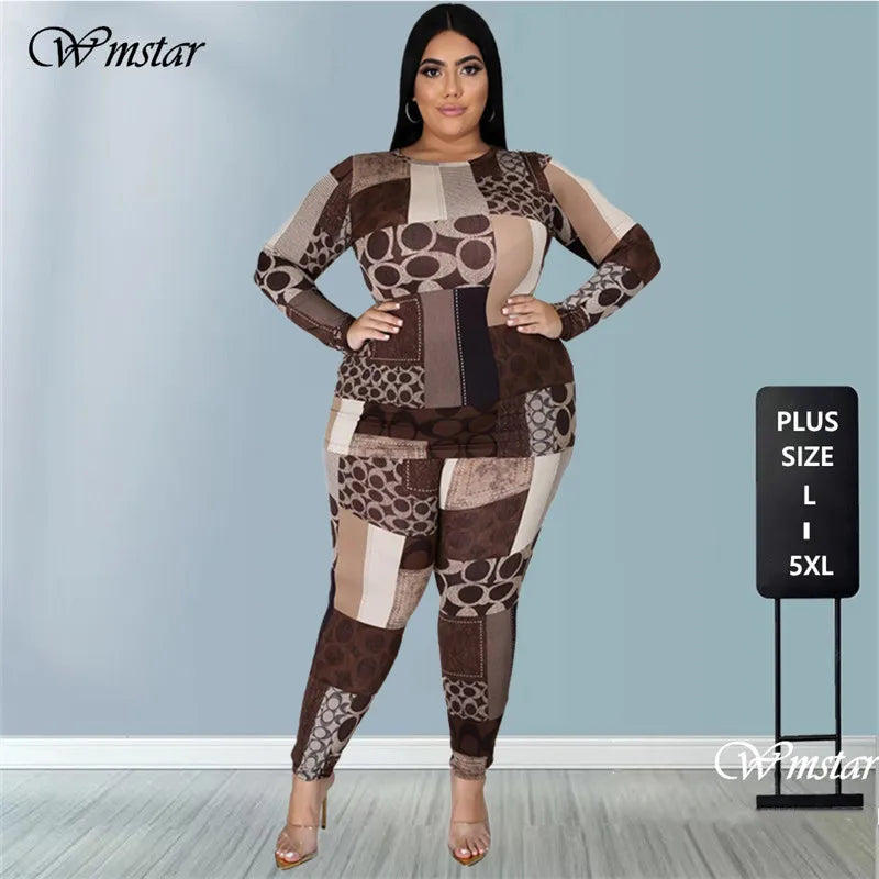 New plus Size Clothing 2 Piece Set Tracksuit Stretch Top and Pants Outfits Jogger Sweatsuit Matching Suit Wholesale Dropshipping