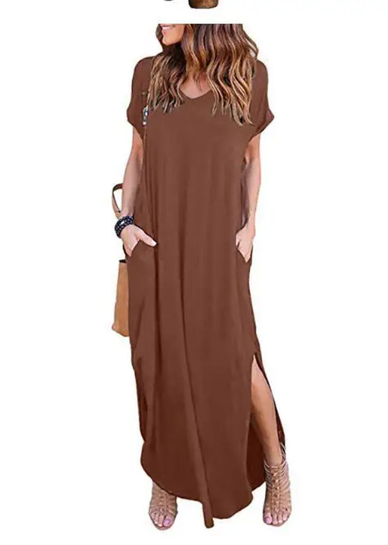 Sexy Women Dress Oversized 5XL Summer Solid Casual Short Sleeve Maxi Dress for Women Long Dress Vestidos Lady Dresses Oversized