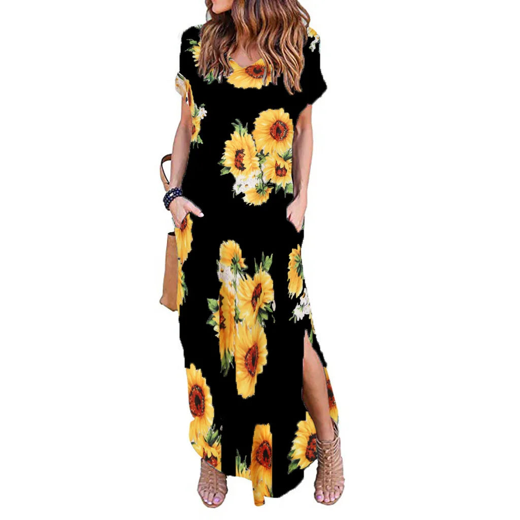 Sexy Women Dress Oversized 5XL Summer Solid Casual Short Sleeve Maxi Dress for Women Long Dress Vestidos Lady Dresses Oversized