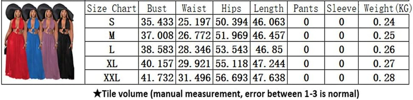 Women Hollow Out Knitted See through 2 Piece Outfits Halter Bandeau Top Long Maxi Skirt Bikini Cover up Blue