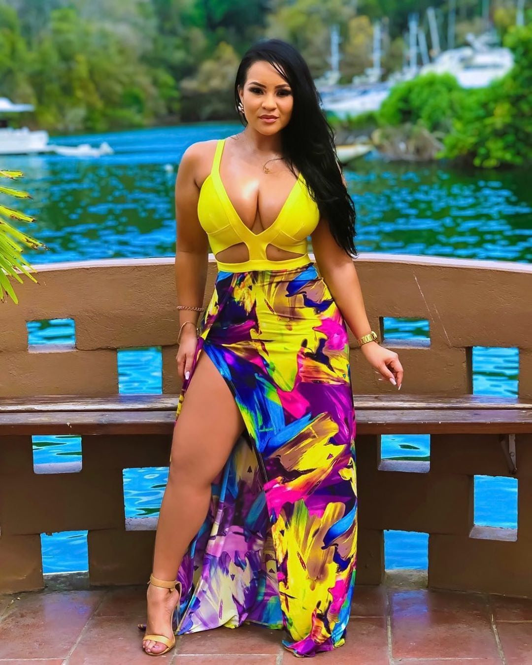 Sexy Printed Beach plus Size Dress