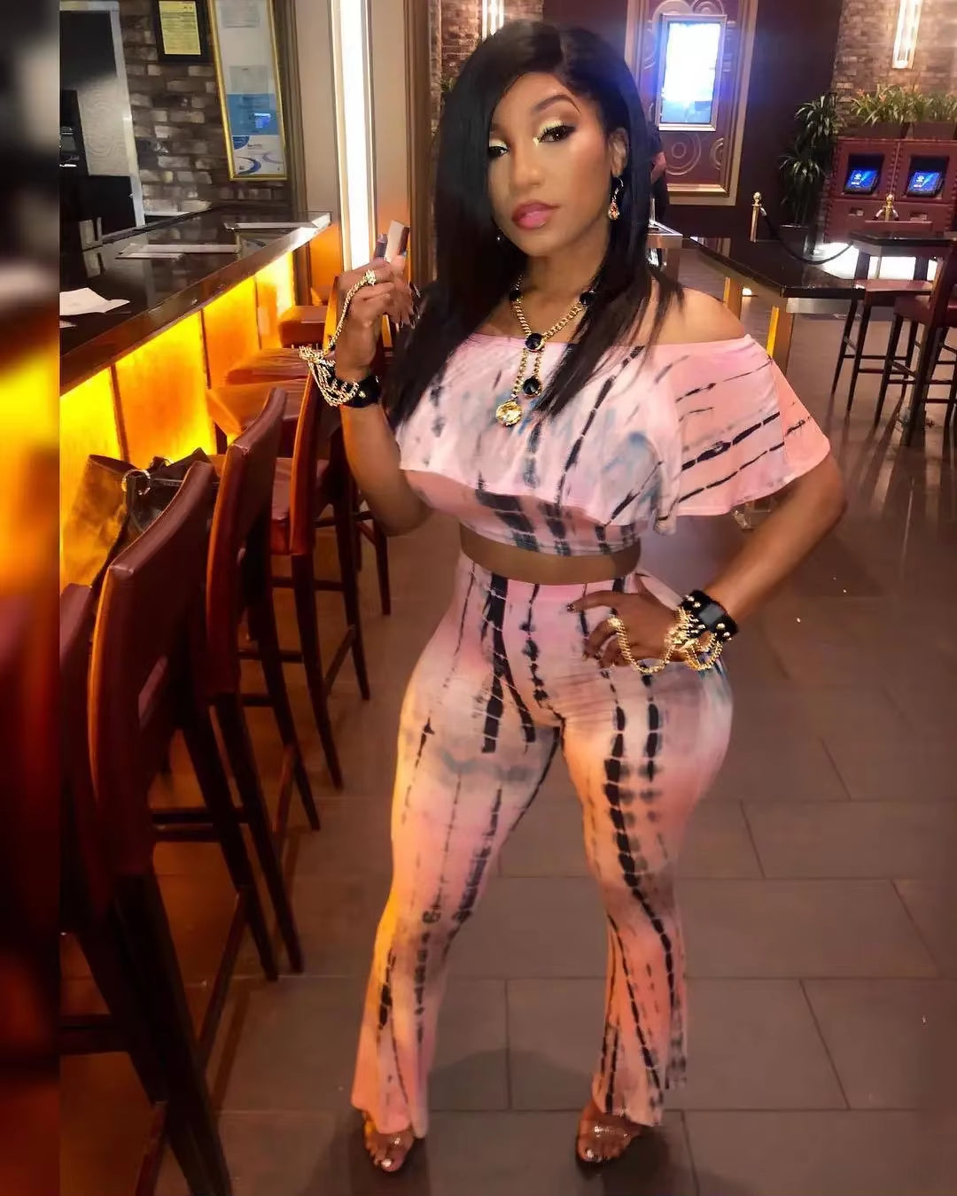 Women Sexy Bodycon 2 Piece Outfits V Neck Zip up Long Sleeve Crop Top Midi Dress Skirt Set plus Size Party Club Clubwear