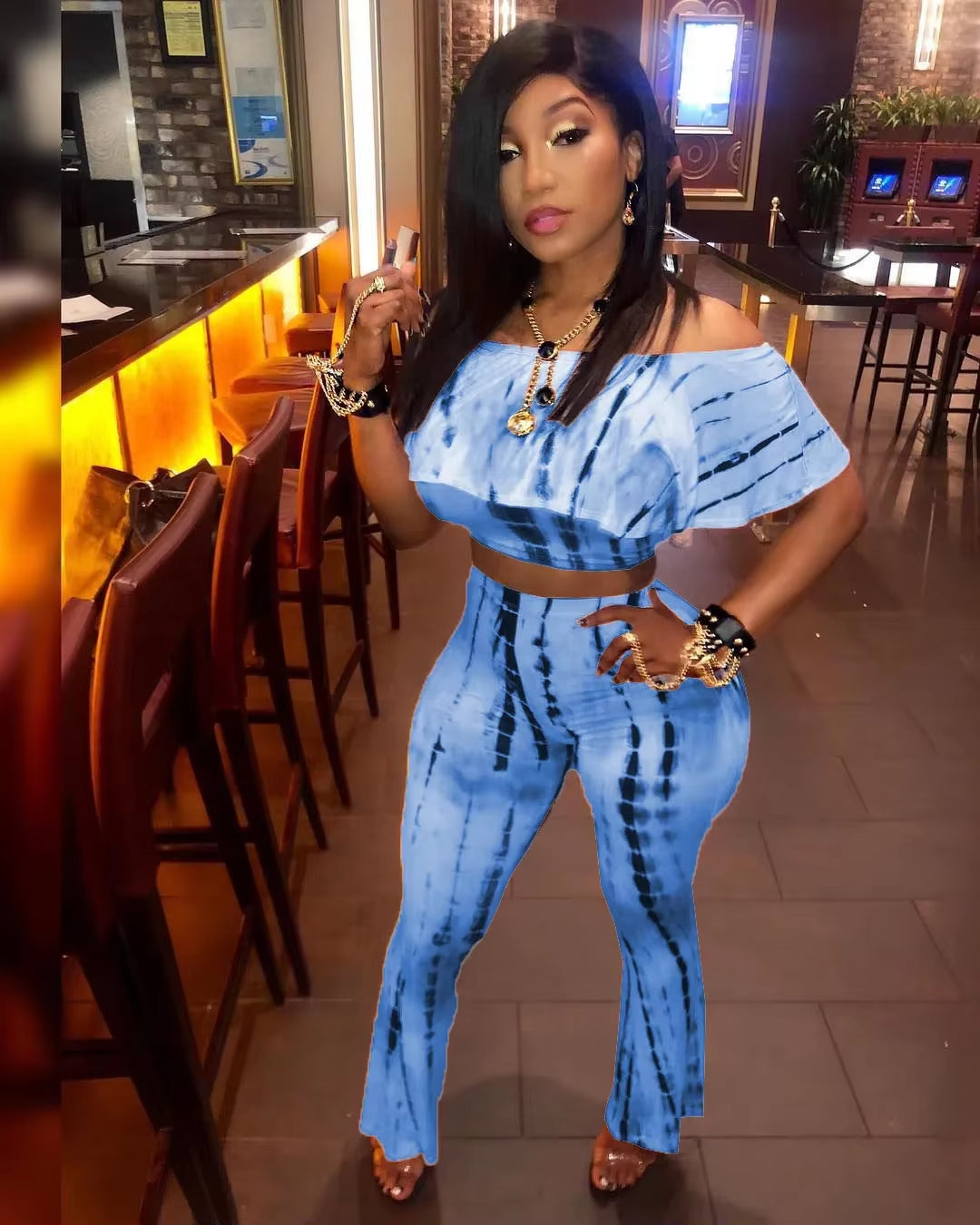 Women Sexy Bodycon 2 Piece Outfits V Neck Zip up Long Sleeve Crop Top Midi Dress Skirt Set plus Size Party Club Clubwear