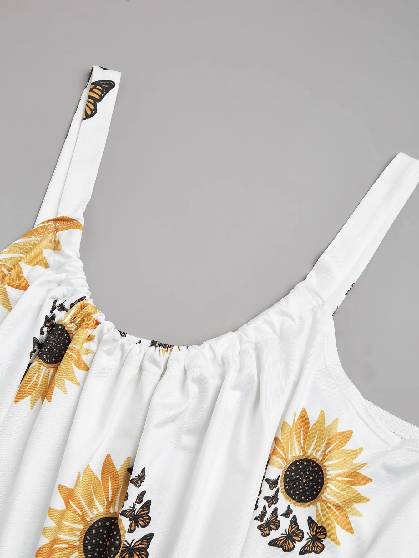 Plus Size Sleeveless Suspender Sunflower Print Women'S Casual Dress