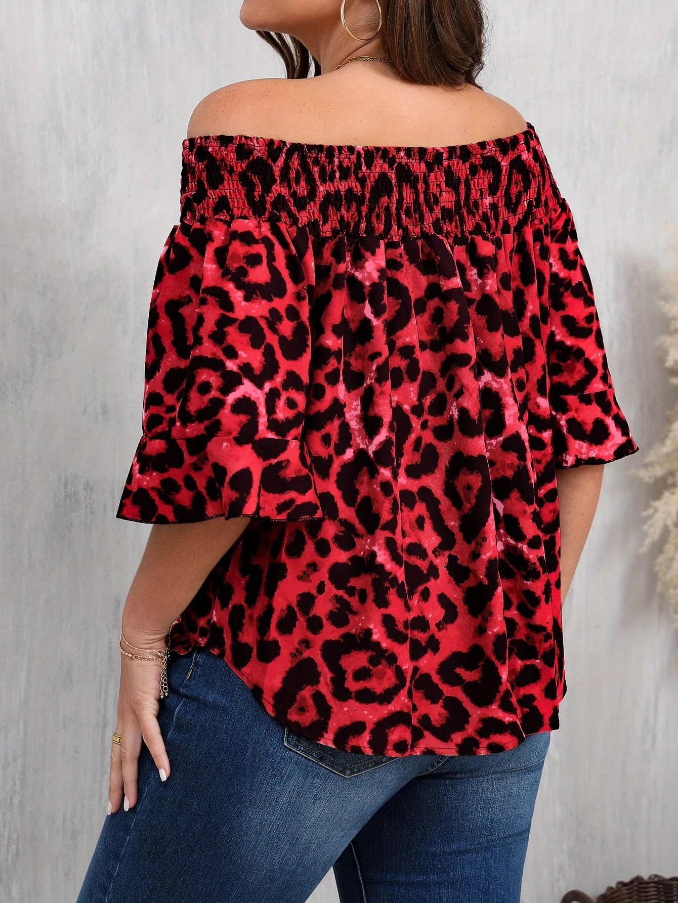 Women plus Size Leopard Print Blouse