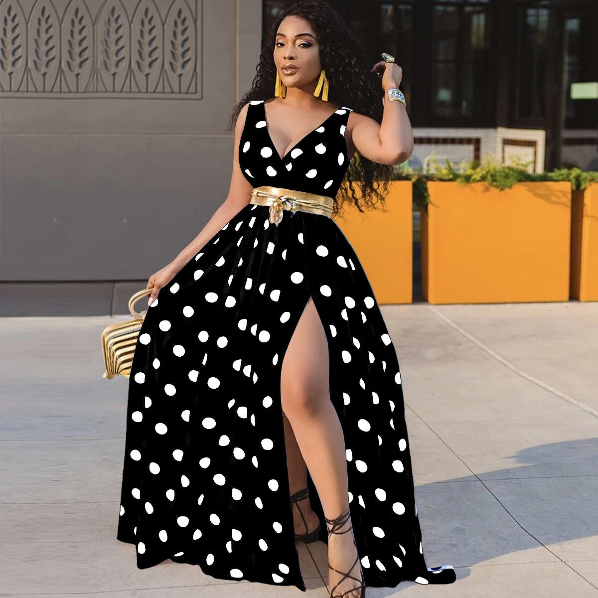 Sexy Dresses Women Party Ladies Belt plus Size Forked Club Dresses