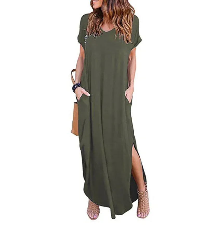 Sexy Women Dress Oversized 5XL Summer Solid Casual Short Sleeve Maxi Dress for Women Long Dress Vestidos Lady Dresses Oversized