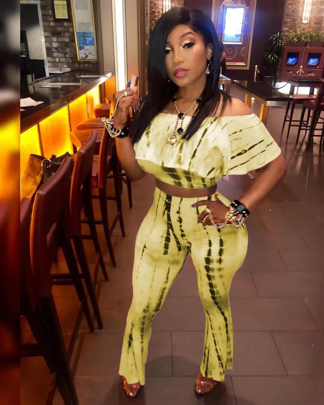 Women Sexy Bodycon 2 Piece Outfits V Neck Zip up Long Sleeve Crop Top Midi Dress Skirt Set plus Size Party Club Clubwear