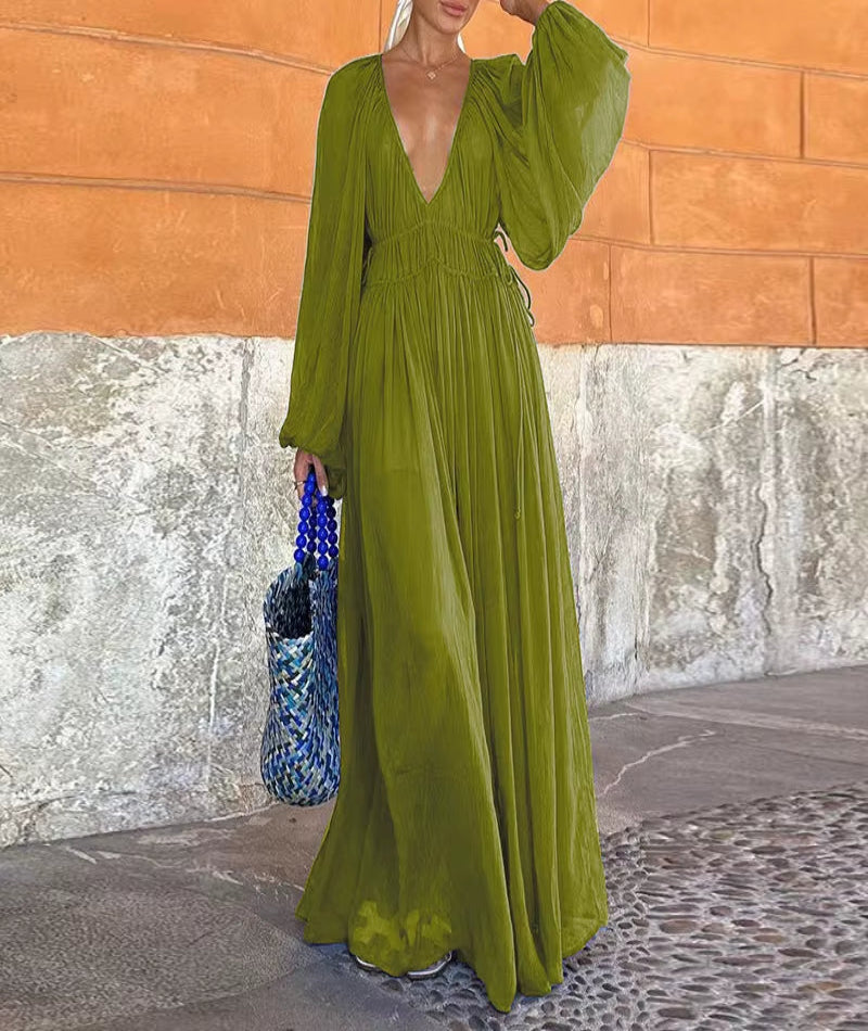 Effortless Beach Vibes: Beach Style Long Sleeve Maxi Dress