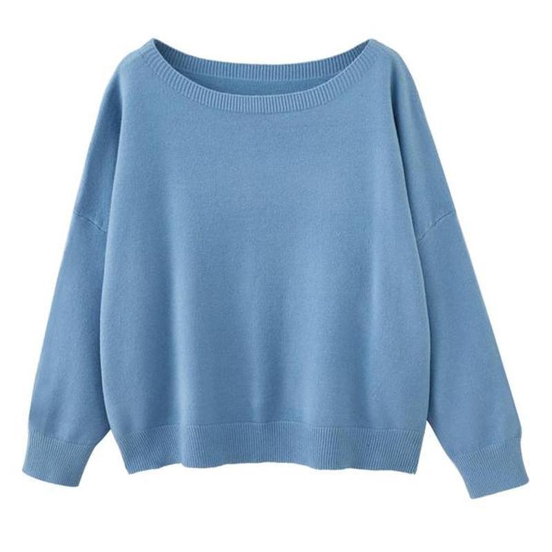 Scoop Neck Knitted Sweater