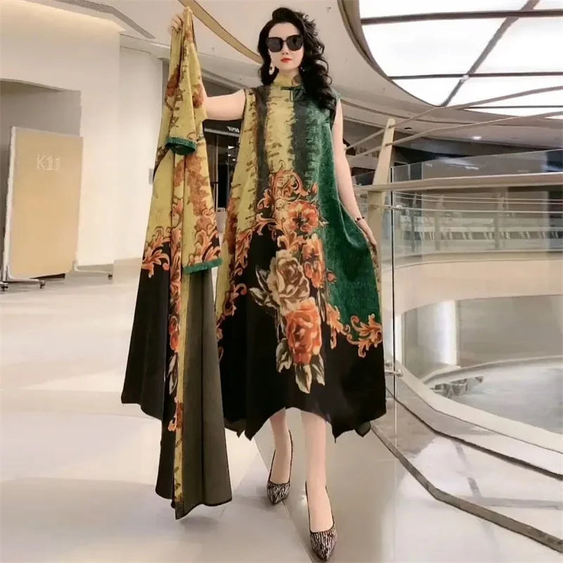 GraceBloom: Elegant Print Two-Piece Summer Dress Set for Women