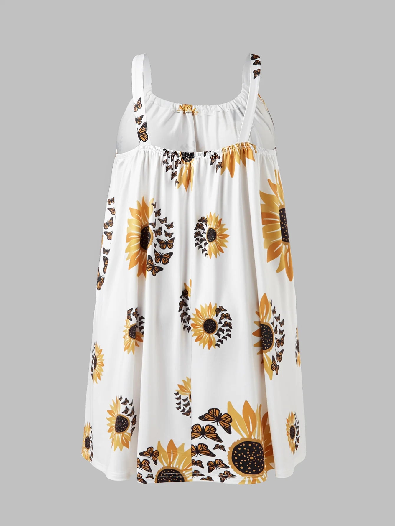 Plus Size Sleeveless Suspender Sunflower Print Women'S Casual Dress