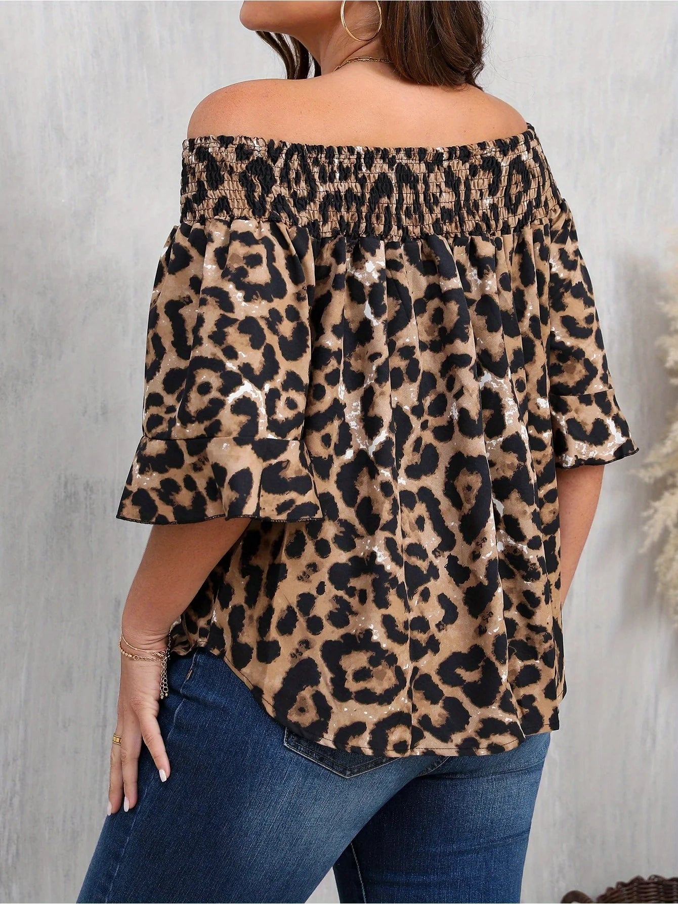Women plus Size Leopard Print Blouse