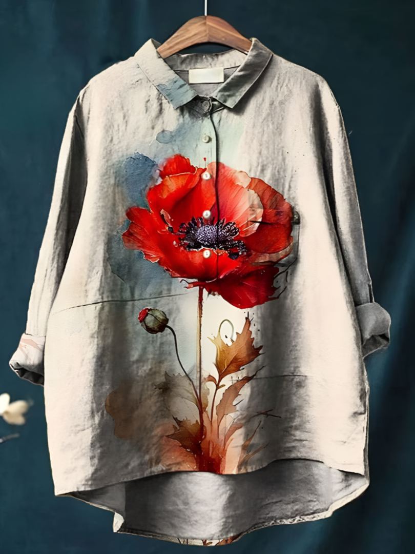 Retro Bloom: 3D Floral Open Tube Shirt for Bold Summer Vibes