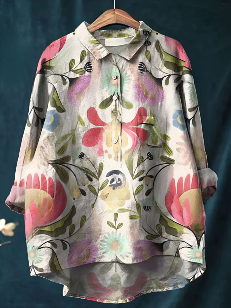 Retro Bloom: 3D Floral Open Tube Shirt for Bold Summer Vibes